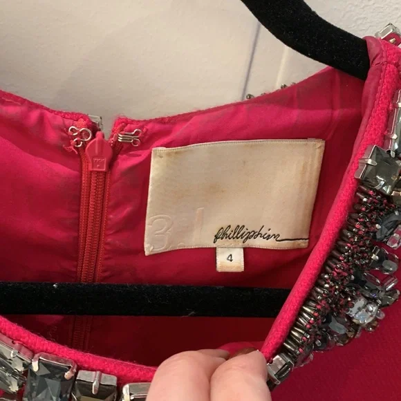 Phillip Lim magenta jeweled cocktail dress - Picture 2 of 7